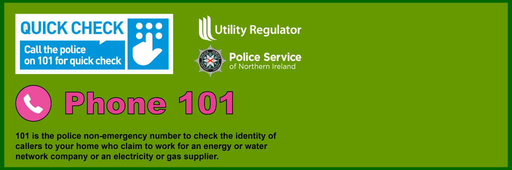 Picture showing Quick Check call 101 for non emergency to check identity of callers to your home